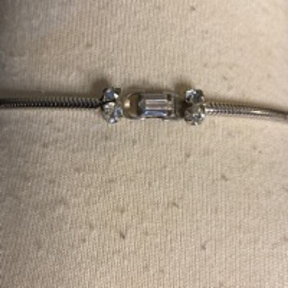 Vintage Sterling Silver Rhinestone Jewelry Necklace Signed - Picture 4 of 8